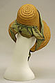 Poke bonnet, straw, silk, American