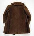 Coat, wool, fur, metal, probably American