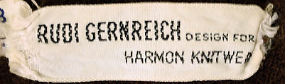 Bathing suit, Rudi Gernreich (American (born Austria), Vienna 1922–1985 Los Angeles, California), wool, American