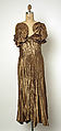 Evening dress, Gilbert Adrian (American, Naugatuck, Connecticut 1903–1959 Hollywood, California), metallic thread, silk., American
