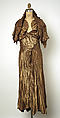 Evening dress, Gilbert Adrian (American, Naugatuck, Connecticut 1903–1959 Hollywood, California), metallic thread, silk., American