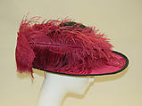 Hat, straw, silk, feathers, American