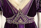 Evening dress, House of Worth (French, 1858–1956), silk, cotton, metallic threads, glass, French