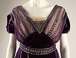 Evening dress, House of Worth (French, 1858–1956), silk, cotton, metallic threads, glass, French