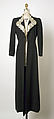 Evening coat, Elsa Schiaparelli (Italian, 1890–1973), wool, leather, glass, French