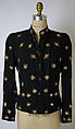 Evening jacket, Elsa Schiaparelli (Italian, 1890–1973), rayon, metallic thread, plastic (cellulose nitrate, phenolic resin), French