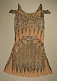 Evening dress, silk, glass, metallic thread, probably French