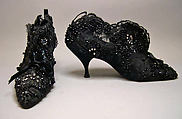 Evening boots, House of Dior (French, founded 1946), cotton, silk, plastic, glass, French
