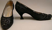 Evening shoes, House of Dior (French, founded 1946), silk, leather, plastic, glass, French