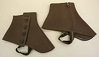 Spats, wool, leather, metal, American