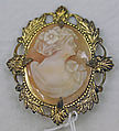 Brooch, metal, stone, American or European