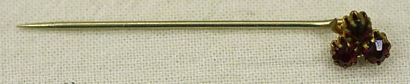 Stickpin, metal, glass, American or European