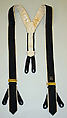 Suspenders, A. Sulka & Company  French, silk, leather, elastic, metal, American