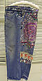 Jeans, cotton, glass, silk, nylon, metallic thread, plastic, American