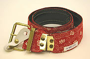 Belt, plastic, cotton, metal, American