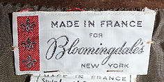 Vest, Bloomingdale Brothers Inc. (American, founded 1872), leather, brass, French