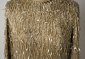 Evening ensemble, (a) James Galanos (American, Philadelphia, Pennsylvania, 1924–2016 West Hollywood, California), silk, glass, plastic, feathers, American