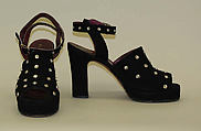 Evening sandals, Shoe Biz (Italian), leather, glass, American