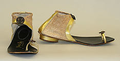 Sandals, Leather, metallic thread, French