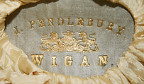 Bonnet, cotton, silk, feathers, British