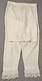 Pantalets, linen, cotton, American