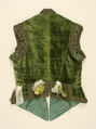 Doublet, silk, metallic thread, brass, European