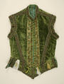 Doublet, silk, metallic thread, brass, European