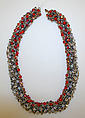 Necklace, metal, glass, French