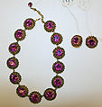 Jewelry set, metal, glass, French