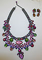 Jewelry set, metal, glass, French