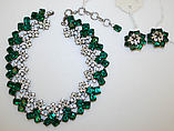 Jewelry set, glass, metal, French