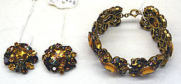 Jewelry set, glass, metal, French