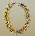 Necklace, metal, glass, French