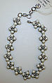Necklace, plastic, metal, glass, French