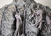 Evening ensemble, Norma Kamali (American, born 1945), a) nylon
b) silk   
c) nylon
d) plastic, American