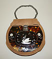 Purse, leather, steel, shell, probably European