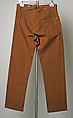 Jeans, Levi-Strauss and Company (American, founded ca. 1853), cotton, copper, steel, American