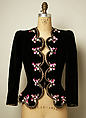 Evening ensemble, Elsa Schiaparelli (Italian, 1890–1973), (a,b) cotton, silk, metallic thread
(c,d) plastic, glass, French