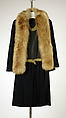 Ensemble, House of Worth French, silk, metallic thread, fur, silver, French