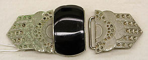 Belt buckle, metal, stone, glass, French