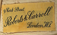 Riding ensemble, (a–e) Roberts & Carroll (British), wool, silk, cotton, leather, wood, metal, British