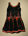 Evening dress, silk, plastic, glass, French