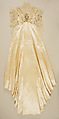Wedding dress, silk, cotton, glass, plastic, wax, American