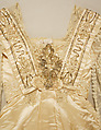 Wedding dress, silk, cotton, glass, plastic, wax, American