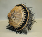 Parasol, silk, straw, raffia, wood, silver, American or European
