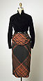 Dress, House of Balmain (French, founded 1945), a) silk, wool
b) silk, leather, French