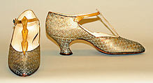 Evening shoes, Pierre Yantorny (Italian, 1874–1936), silk, metallic thread, leather, wood, French