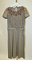Evening ensemble, Mainbocher (French and American, founded 1930), cotton, plastic, glass, American