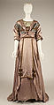 Evening dress, silk, metallic thread, floss, American