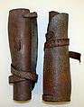 Riding puttees, leather, metal, American